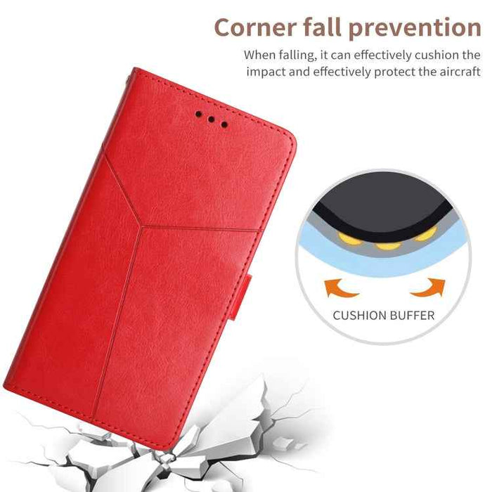 For iPhone 16 Plus HT01 Y-shaped Pattern Flip Leather Phone Case(Red)