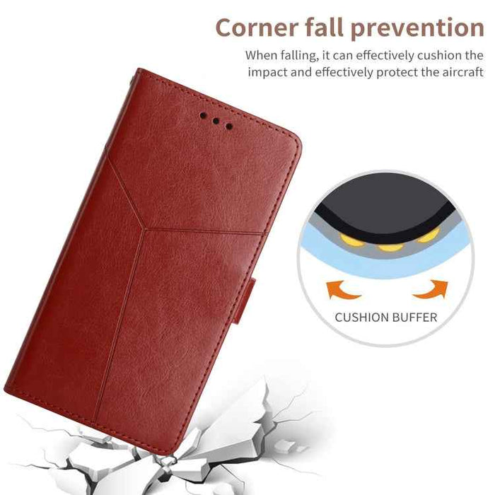 For iPhone 16 Plus HT01 Y-shaped Pattern Flip Leather Phone Case(Brown)