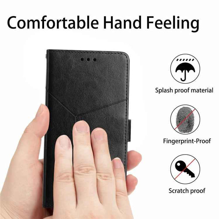 For iPhone 16 Plus HT01 Y-shaped Pattern Flip Leather Phone Case(Black)
