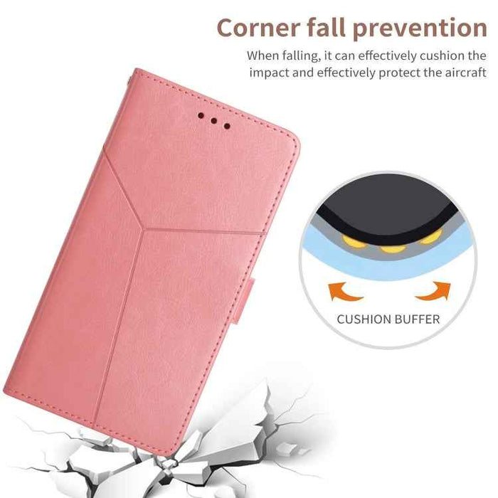 For iPhone 16 Plus HT01 Y-shaped Pattern Flip Leather Phone Case(Pink)