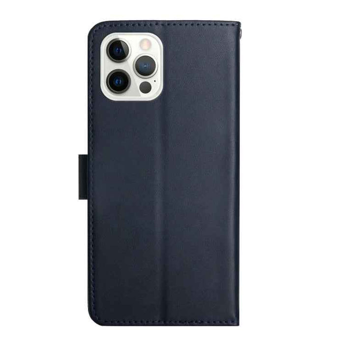 For iPhone 15 Pro Genuine Leather Fingerprint-proof Flip Phone Case(Blue)