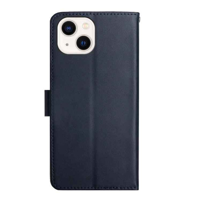 For iPhone 15 Genuine Leather Fingerprint-proof Flip Phone Case(Blue)
