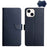 For iPhone 15 Genuine Leather Fingerprint-proof Flip Phone Case(Blue)