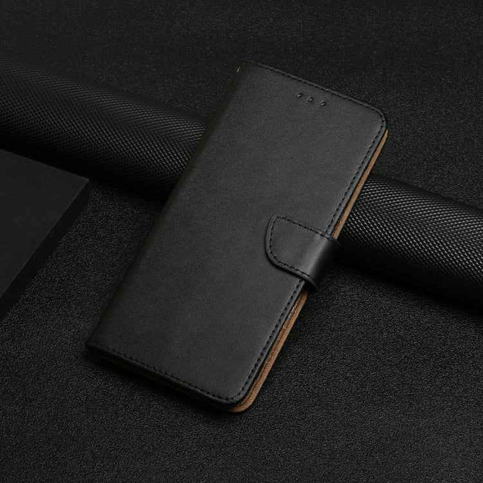 For iPhone 16 Plus Genuine Leather Fingerprint-proof Flip Phone Case(Black)