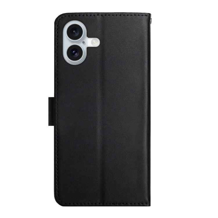 For iPhone 16 Plus Genuine Leather Fingerprint-proof Flip Phone Case(Black)