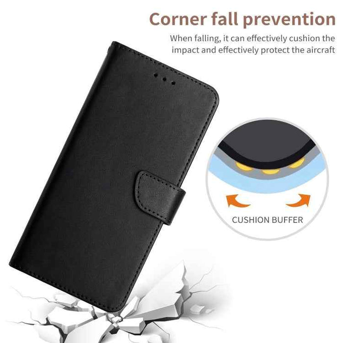 For iPhone 16 Plus Genuine Leather Fingerprint-proof Flip Phone Case(Black)