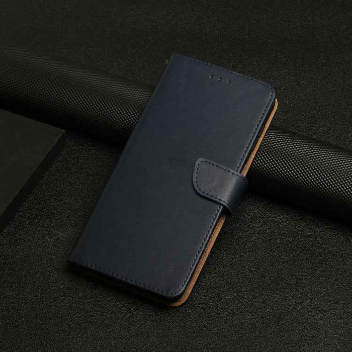 For iPhone 16 Plus Genuine Leather Fingerprint-proof Flip Phone Case(Blue)
