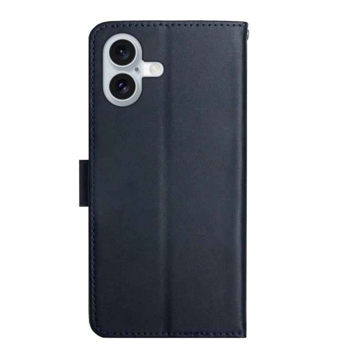 For iPhone 16 Genuine Leather Fingerprint-proof Flip Phone Case(Blue)