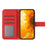 For iPhone 16 Plus Skin Feel Sun Flower Embossed Flip Leather Phone Case with Lanyard(Red)