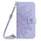 For iPhone 16 Plus Skin Feel Sun Flower Embossed Flip Leather Phone Case with Lanyard(Purple)