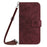 For iPhone 16 Plus Skin Feel Sun Flower Embossed Flip Leather Phone Case with Lanyard(Wine Red)