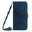 For iPhone 16 Plus Skin Feel Sun Flower Embossed Flip Leather Phone Case with Lanyard(Inky Blue)