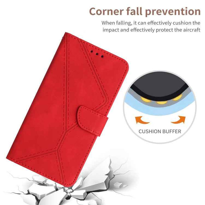 For iPhone 16 Plus Stitching Embossed Leather Phone Case(Red)