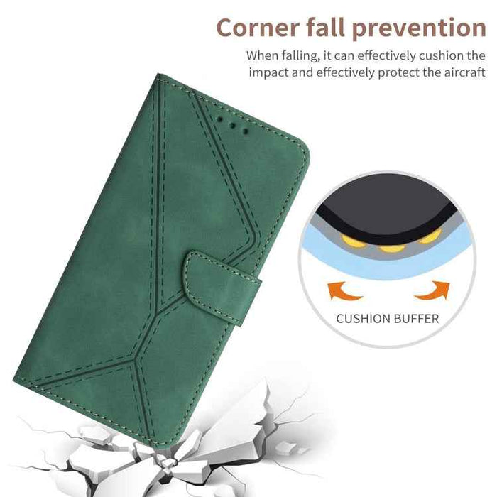 For iPhone 16 Plus Stitching Embossed Leather Phone Case(Green)