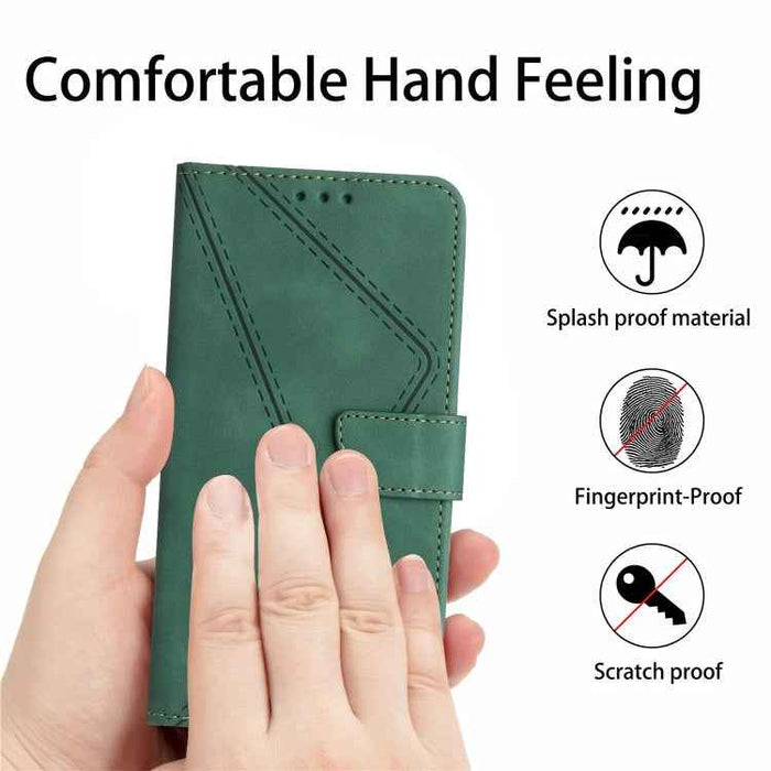 For iPhone 16 Plus Stitching Embossed Leather Phone Case(Green)