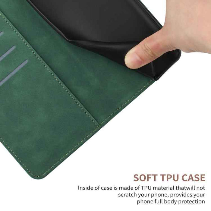 For iPhone 16 Plus Stitching Embossed Leather Phone Case(Green)