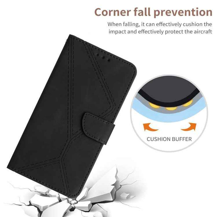 For iPhone 16 Plus Stitching Embossed Leather Phone Case(Black)