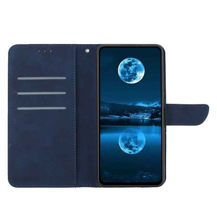 For iPhone 16 Plus Stitching Embossed Leather Phone Case(Blue)