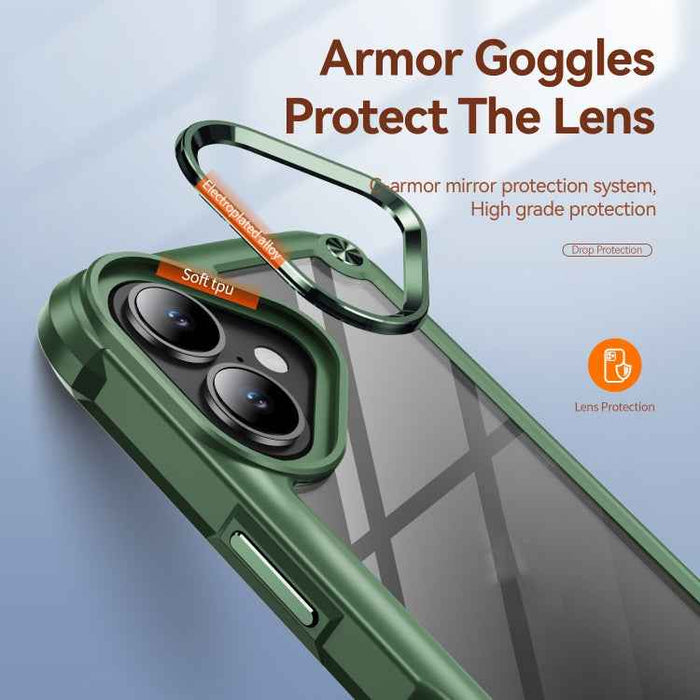 For iPhone 16 Plus TPU + PC Lens Protection Phone Case(Green)