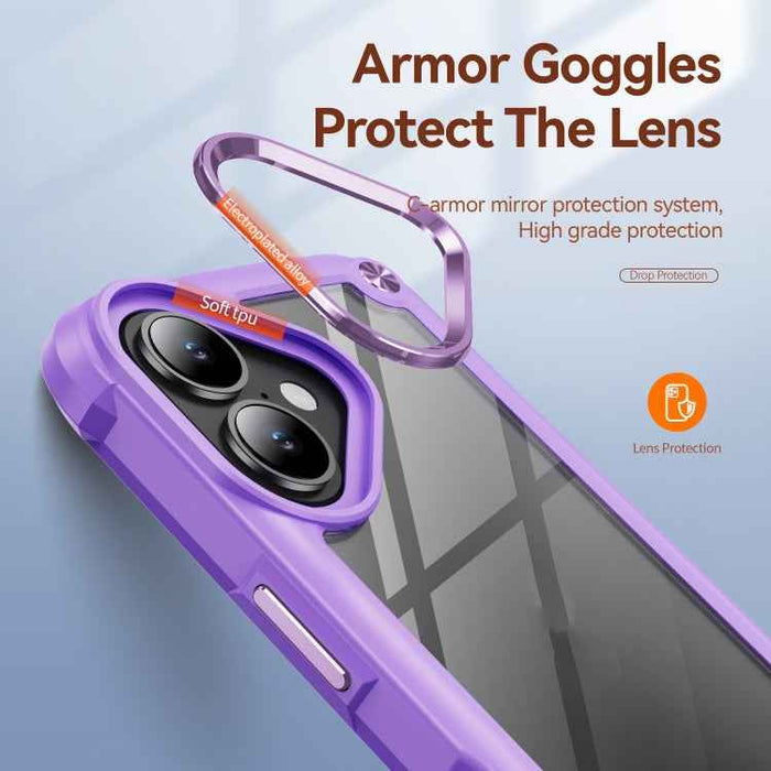 For iPhone 16 Plus TPU + PC Lens Protection Phone Case(Purple)