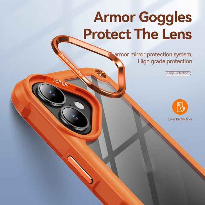 For iPhone 16 Plus TPU + PC Lens Protection Phone Case(Orange)