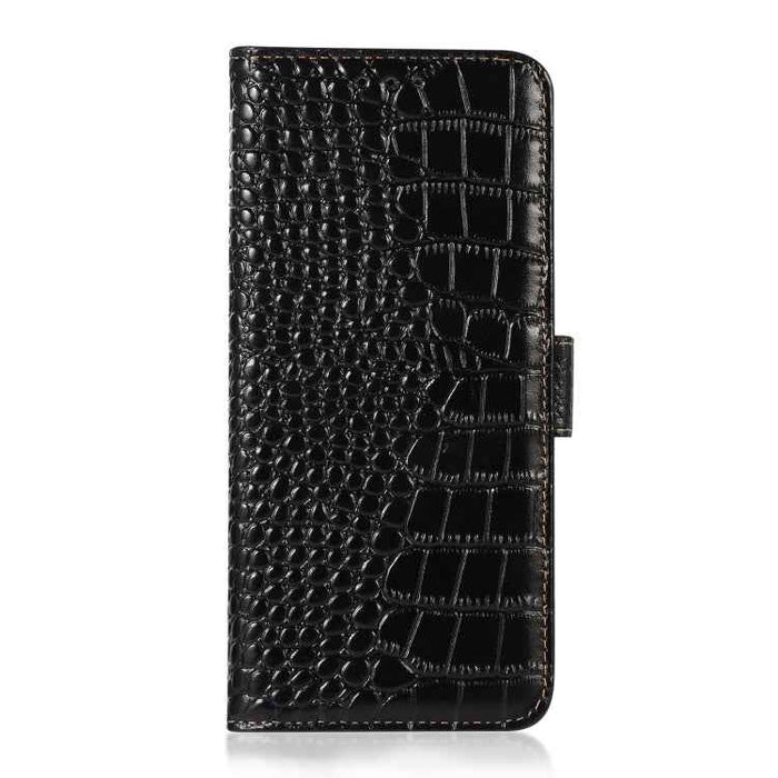 For iPhone 16 Plus Crocodile Top Layer Cowhide Leather Phone Case(Black)