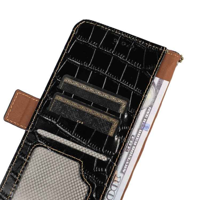For iPhone 16 Plus Crocodile Top Layer Cowhide Leather Phone Case(Black)