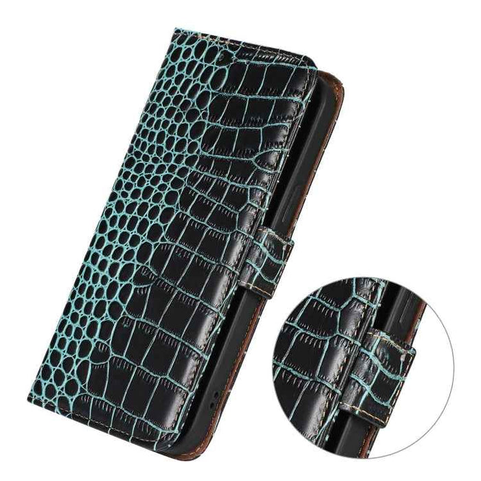 For iPhone 16 Plus Crocodile Top Layer Cowhide Leather Phone Case(Green)