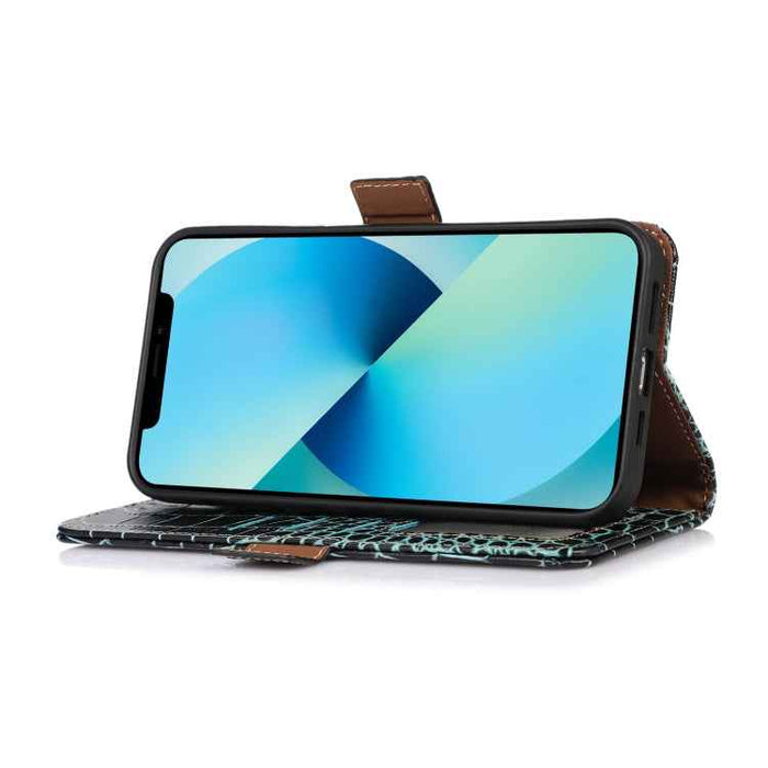 For iPhone 16 Plus Crocodile Top Layer Cowhide Leather Phone Case(Green)