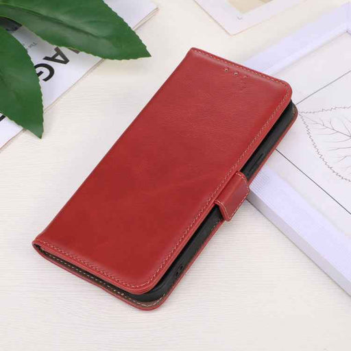 For iPhone 16 Plus Crazy Horse Top Layer Cowhide Leather Phone Case(Red)