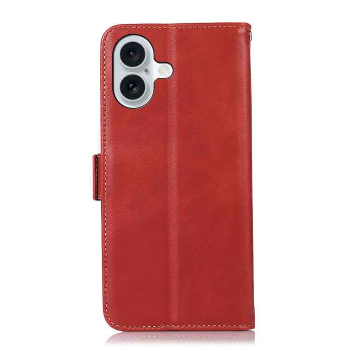 For iPhone 16 Plus Crazy Horse Top Layer Cowhide Leather Phone Case(Red)