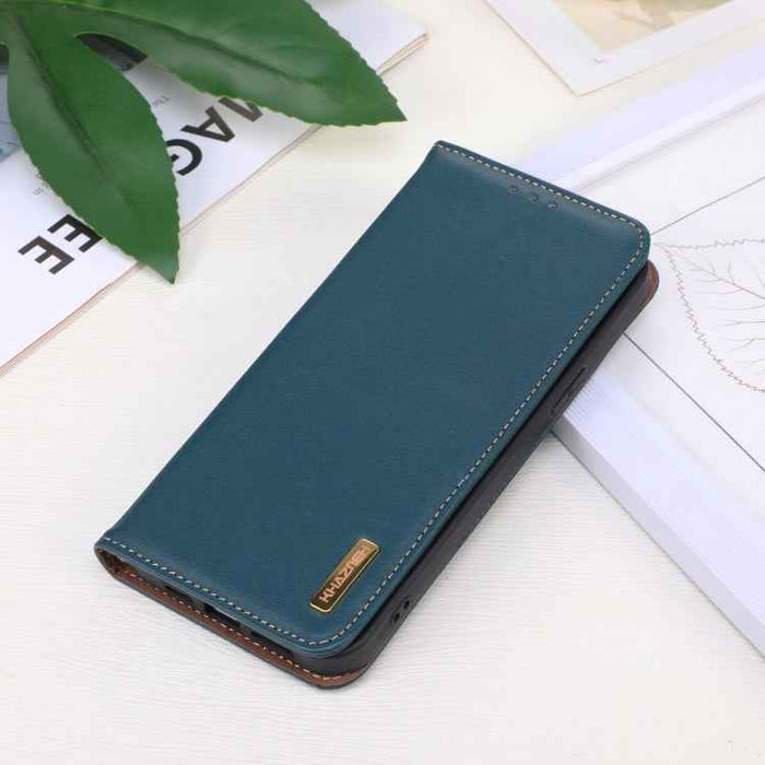 For iPhone 16 Plus KHAZNEH Nappa Top Layer Cowhide Leather Phone Case(Green)