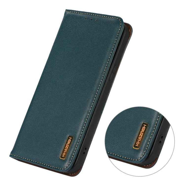For iPhone 16 Plus KHAZNEH Nappa Top Layer Cowhide Leather Phone Case(Green)