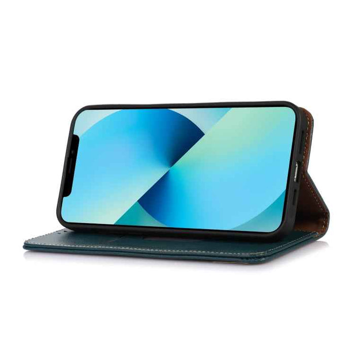 For iPhone 16 Plus KHAZNEH Nappa Top Layer Cowhide Leather Phone Case(Green)