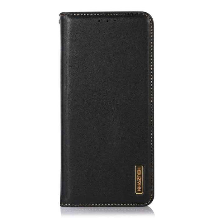 For iPhone 16 Plus KHAZNEH Nappa Top Layer Cowhide Leather Phone Case(Black)