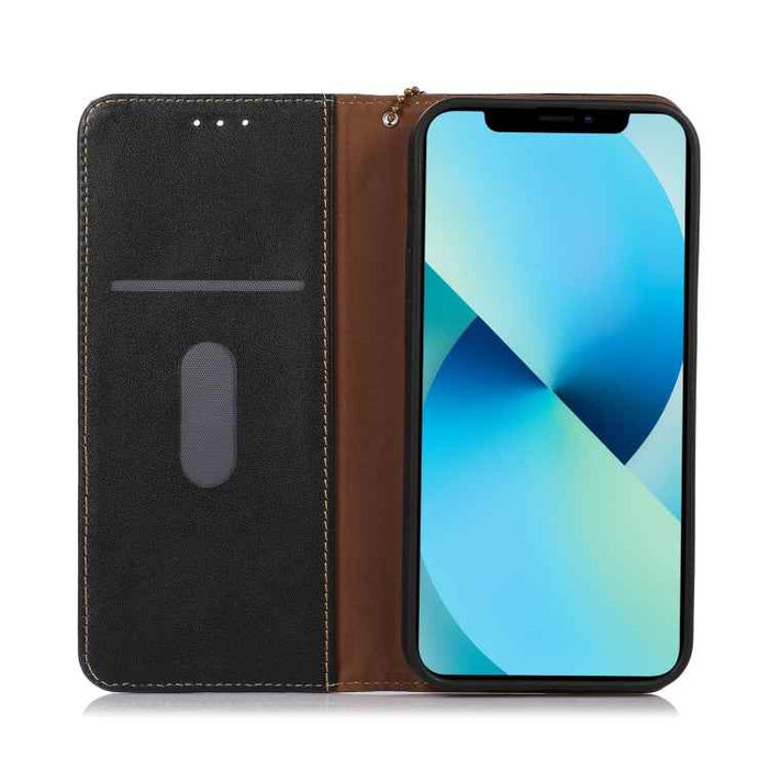 For iPhone 16 Plus KHAZNEH Nappa Top Layer Cowhide Leather Phone Case(Black)