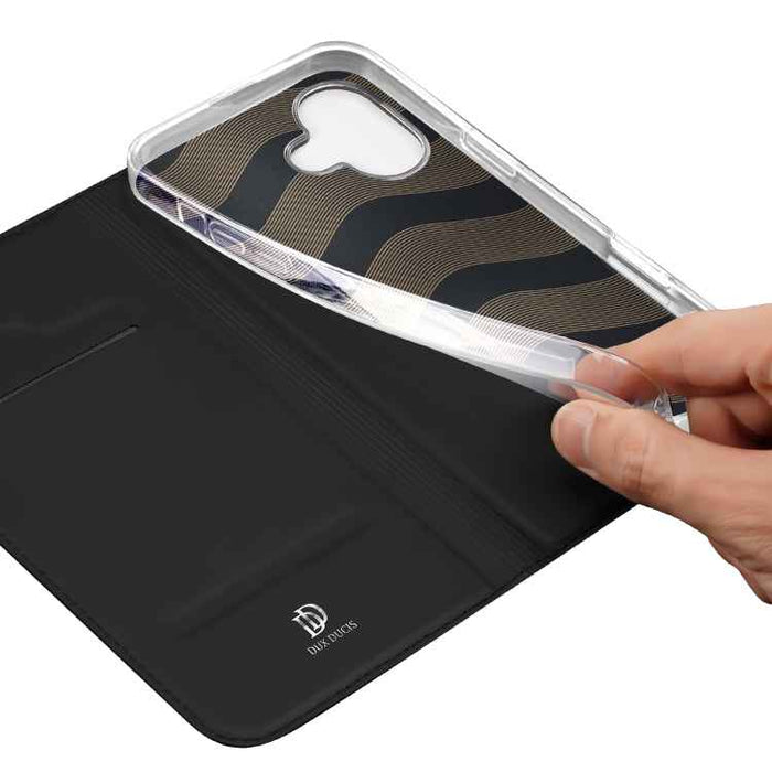 For iPhone 16 Plus DUX DUCIS Skin Pro Series Flip Leather Phone Case(Black)