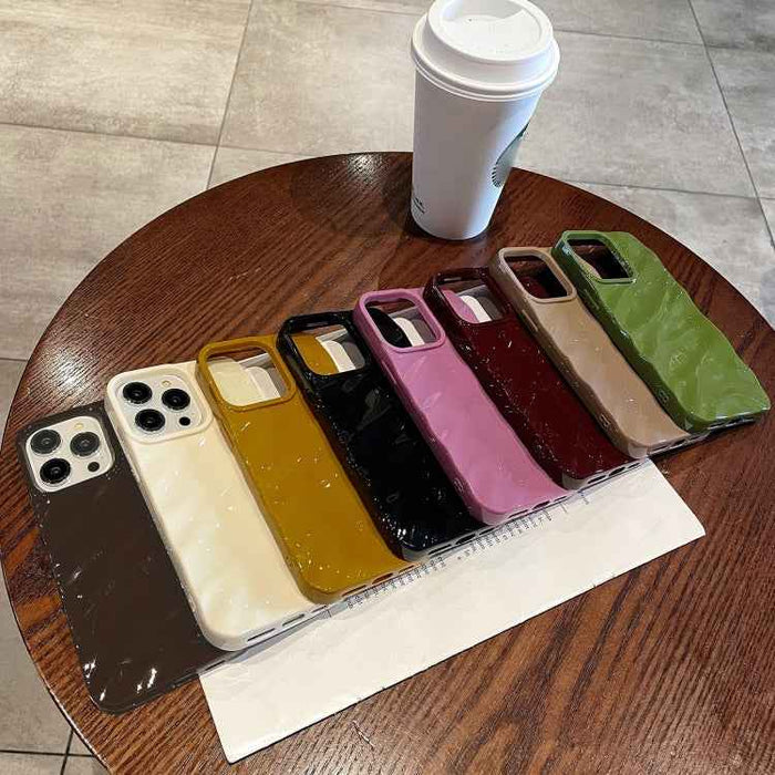 For iPhone 16 Plus Solid Color Wave Texture TPU Phone Case(Ginger)
