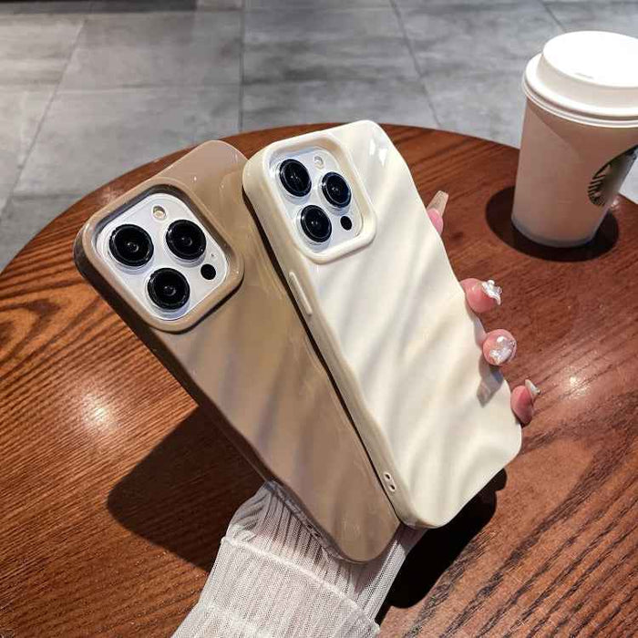 For iPhone 16 Plus Solid Color Wave Texture TPU Phone Case(Ginger)