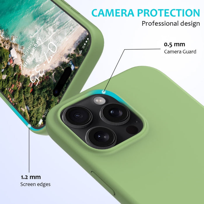 For iPhone 16 Pro Solid Color Silicone Phone Case(Mint Green) - BaskiFit