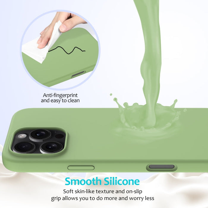 For iPhone 16 Pro Solid Color Silicone Phone Case(Mint Green) - BaskiFit