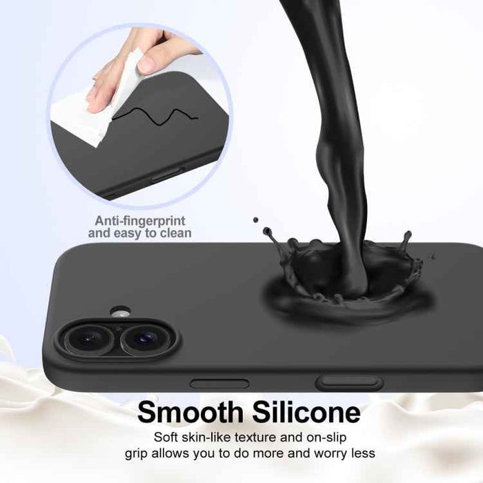 For iPhone 16 Plus Shockproof Silicone Magsafe Phone Case(Black)
