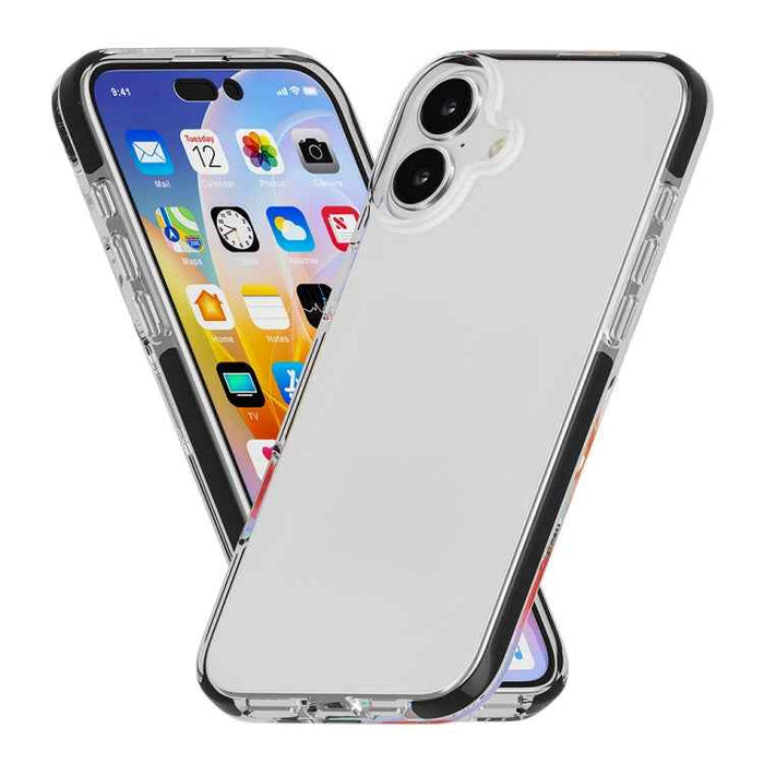 For iPhone 16 Plus Two-color Shockproof High Transparency TPU Phone Case(Black)