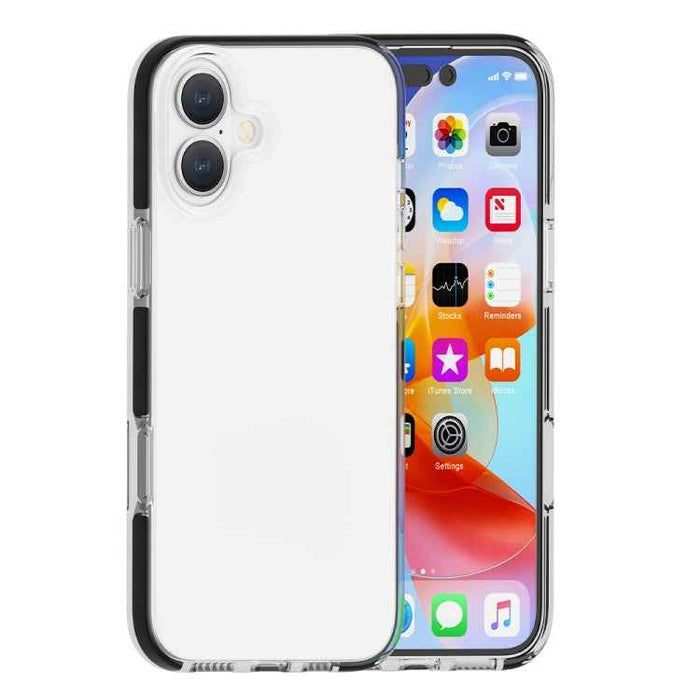 For iPhone 16 Plus Two-color Shockproof High Transparency TPU Phone Case(Black)