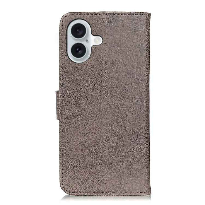 For iPhone 16 Plus KHAZNEH Cowhide Texture Horizontal Flip Leather Phone Case(Khaki)