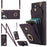 Rhombic Texture Card Bag Phone Case with Long Lanyard