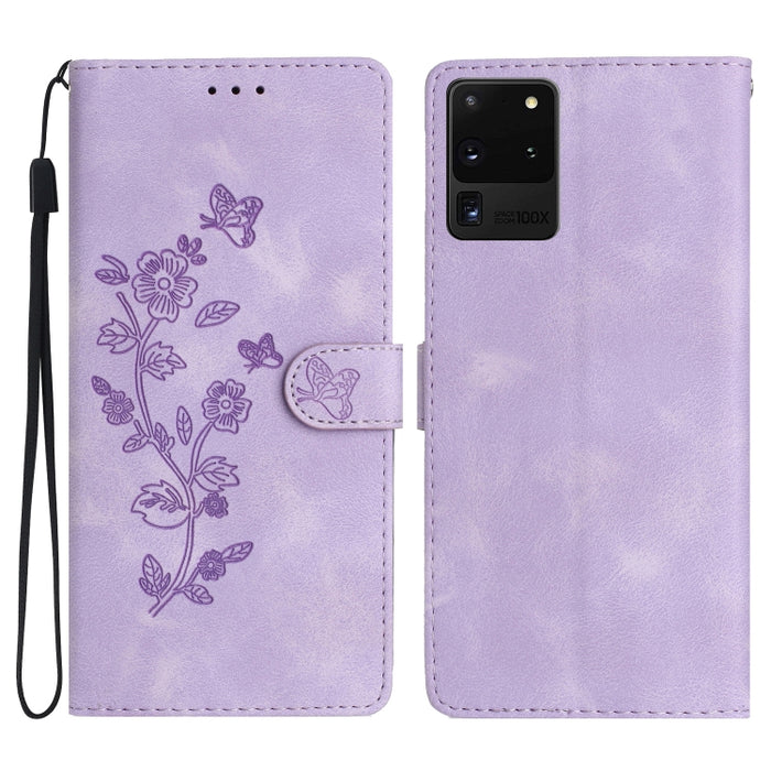 Flower Butterfly Embossing Pattern Leather Phone Case, For Samsung Galaxy A12, For Samsung Galaxy A42 5G, For Samsung Galaxy Note20 Ultra, For Samsung Galaxy Note20, For Samsung Galaxy A21s, For Samsung Galaxy S20 Ultra, For Samsung Galaxy S20         ...