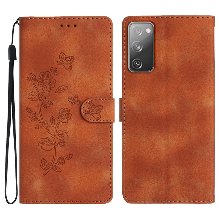 Flower Butterfly Embossing Pattern Leather Phone Case, For Samsung Galaxy S23 5G, For Samsung Galaxy A14 5G, For Samsung Galaxy A04, For Samsung Galaxy A04s, For Samsung Galaxy S20 FE, For Samsung Galaxy M53, For Samsung Galaxy M23                     ...