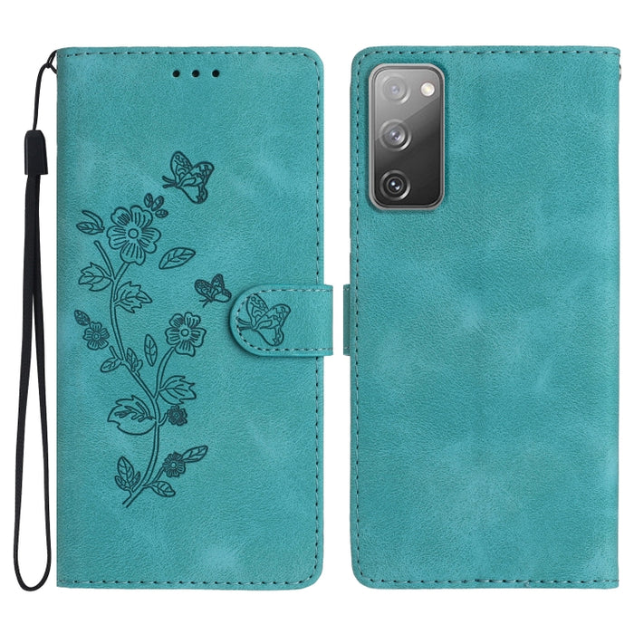 Flower Butterfly Embossing Pattern Leather Phone Case, For Samsung Galaxy S23 5G, For Samsung Galaxy A14 5G, For Samsung Galaxy A04, For Samsung Galaxy A04s, For Samsung Galaxy S20 FE, For Samsung Galaxy M53, For Samsung Galaxy M23                     ...