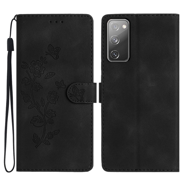 Flower Butterfly Embossing Pattern Leather Phone Case, For Samsung Galaxy S23 5G, For Samsung Galaxy A14 5G, For Samsung Galaxy A04, For Samsung Galaxy A04s, For Samsung Galaxy S20 FE, For Samsung Galaxy M53, For Samsung Galaxy M23                     ...